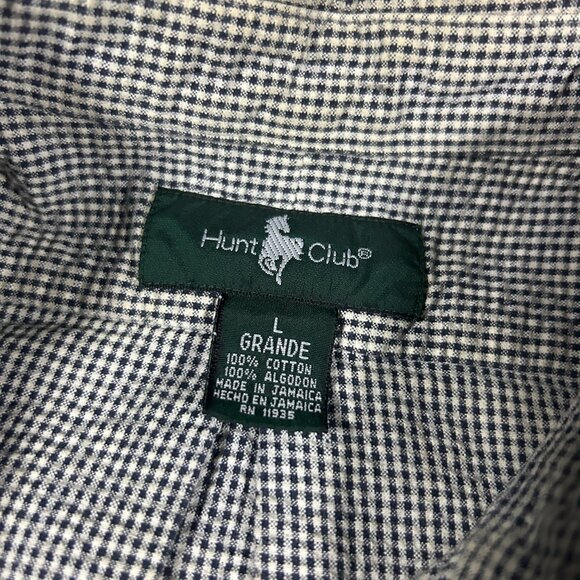 Vintage HUNT CLUB Men's 100% Cotton Seersucker Short Sleeve Button Down Shirt L - Picture 3 of 11